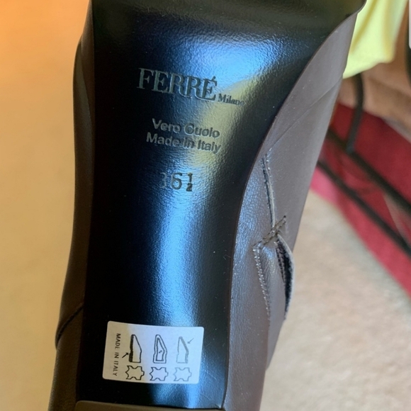 Made in Italy Ferre leather brown platform boots 6 - Picture 5 of 8